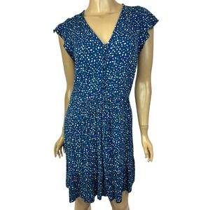 Banana Republic Dress Fit & Flare Navy w White,Gold,Green Size SP Cap Sleeve